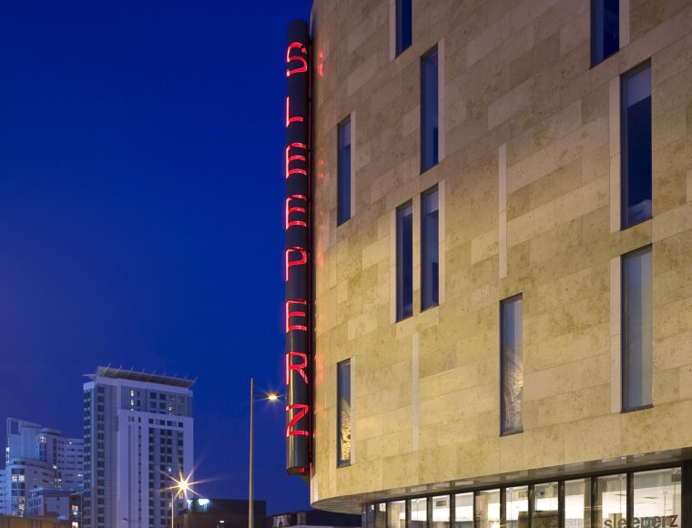 Exterior of Sleeperz Hotel Cardiff