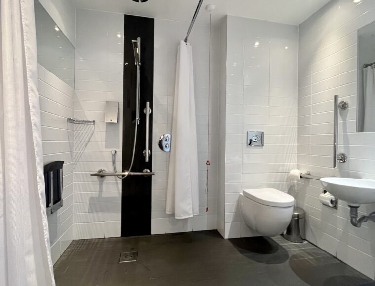 Accessible bathroom with toilet and shower